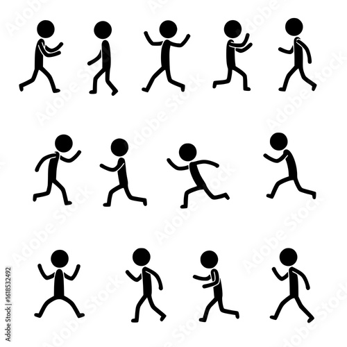 Diverse stick figures show dynamic running and jumping actions