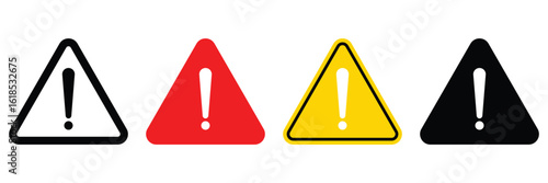 Caution vector icons. Warning icons. Caution alarm sign set. Danger signs. Warning attention icons