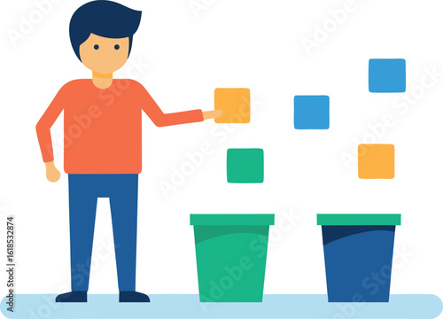 Animated Style Flat Character Sorting Tasks