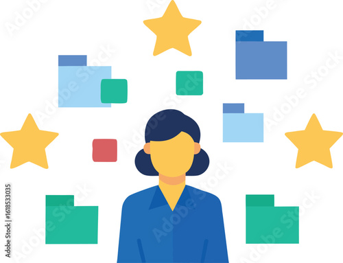 Businesswoman Prioritizing Tasks Using Star Rating