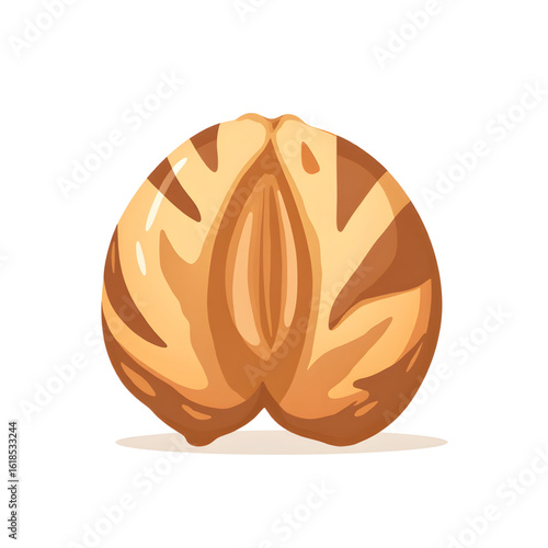 Walnut with unique shell design on transparent  background  