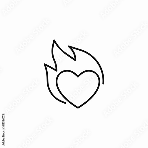passionate heart fire icon sign vector
