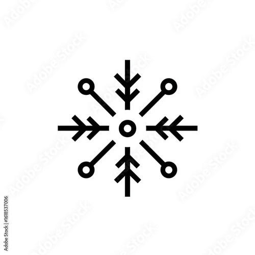 Snowflake icon representing winter, christmas, and cold temperatures