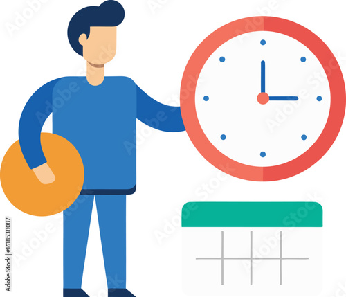 Minimal Flat Vector Of Person Holding Large Watch