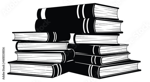 Stack Of Hardcover Books In Black And White pile reading