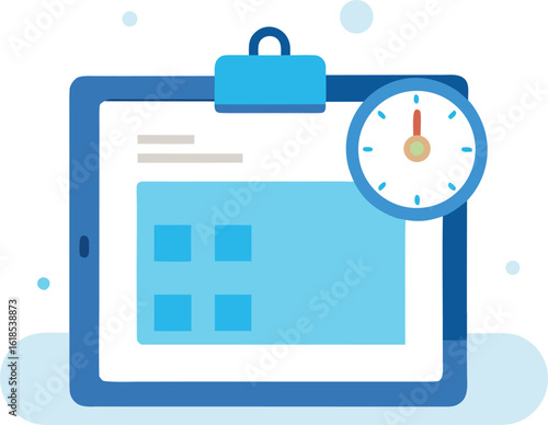 Tablet Screen With Calendar App And Floating Stopwatch