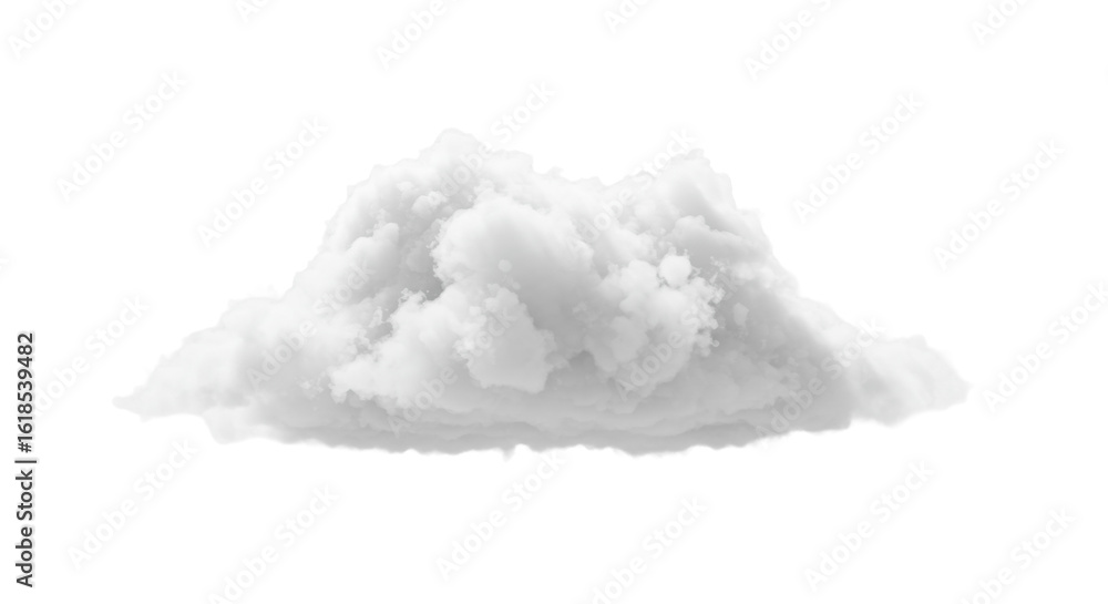 Fototapeta premium A pristine, voluminous, fluffy white cumulus cloud, ultra-realistic with subtle white and grey, isolated on an expansive transparent background, concept of pure potential and innovation