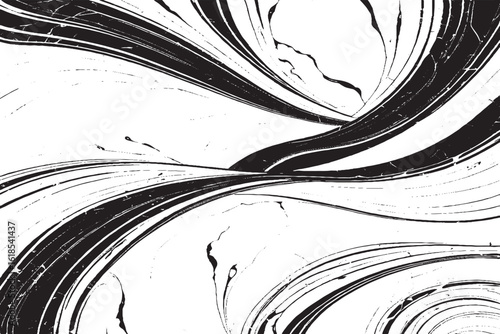 Black and White Abstract Fluid Lines Texture – Modern Grunge Wave Art for Background or Design