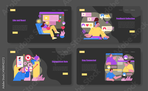 Social Media Engagement and Feedback Vector Illustration