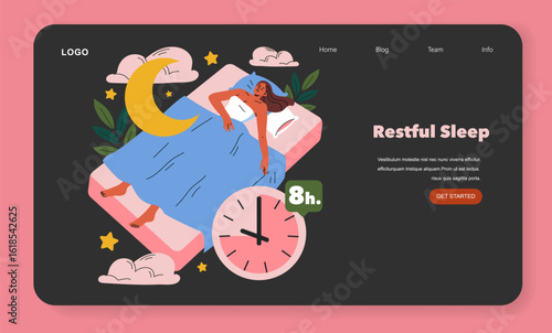 Woman Enjoying Restful Sleep on Floating Bed Illustration