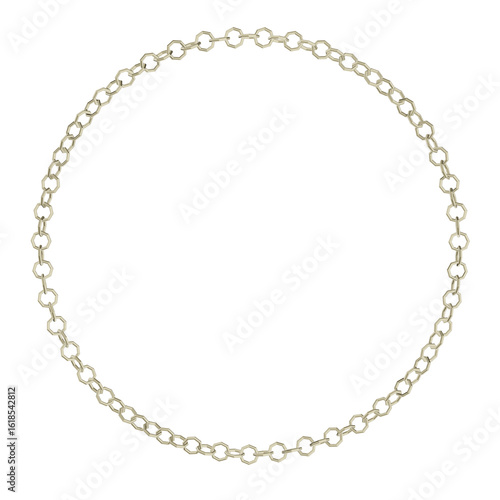 Wallpaper Mural A radiant 3D render of a circular frame crafted from fine golden chains with intricate hexagonal links. Ideal for luxury digital borders or elegant design accents. Torontodigital.ca