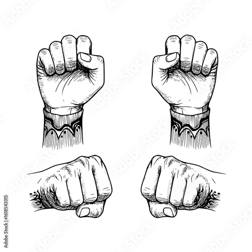 Strong fists raised power unity protest defiance symbol