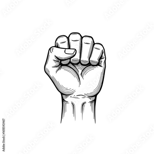 Powerful clenched fist symbol of strength and victory