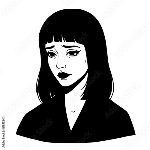 Melancholy woman portrait with dramatic makeup