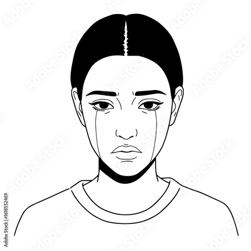 Sad woman crying with tears streaming down face