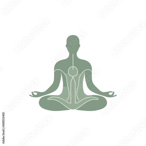 Serene silhouette of a meditating figure with a focus on inner energy and balance