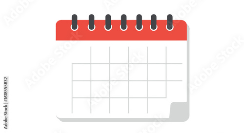 Simple Red and White Calendar Grid Icon