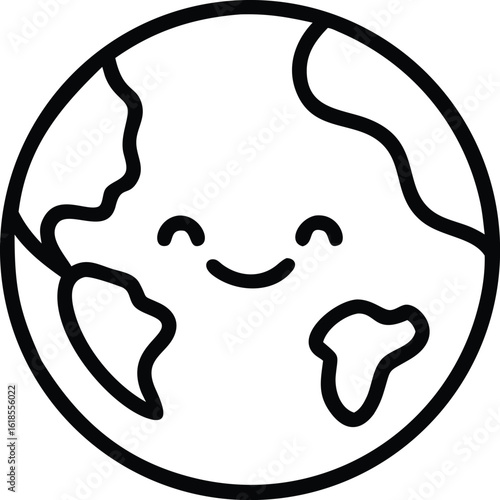 Vector art of cute cartoon earth character with a happy smile