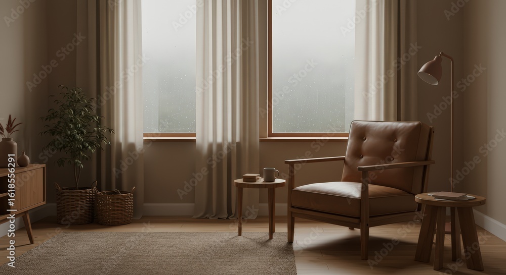 Fototapeta premium Cozy interior living room scene