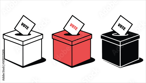 Vote Ballot Box Vector Illustration in Black, Red, and White Style