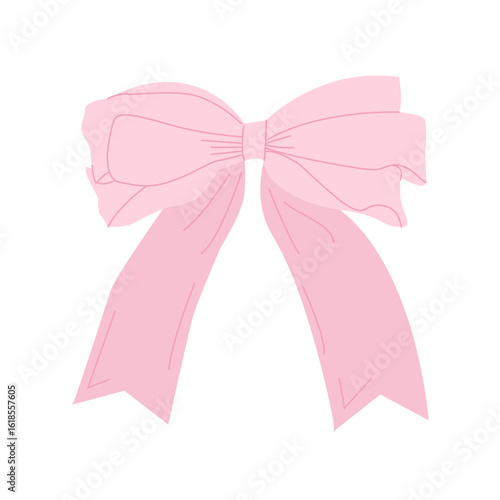 Elegant simple pink bow. The bow is isolated on a white background for decoration. Vector illustration.