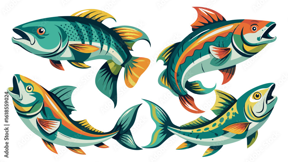 Fototapeta premium set of fish