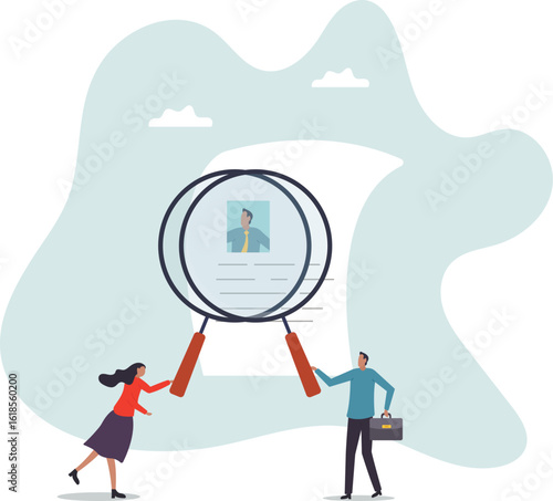 Recruitment, review candidate resume, talent seeker or HR human resource examine applicant,about a man and his life.