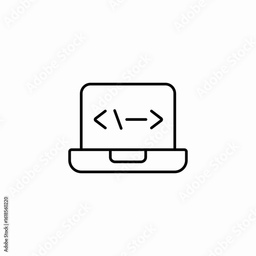 laptop coding display icon sign vector