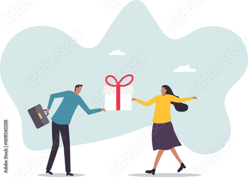 Gift reward program, bonus or surprise present for customer, employee reward or lucky prize,about a man and his life.