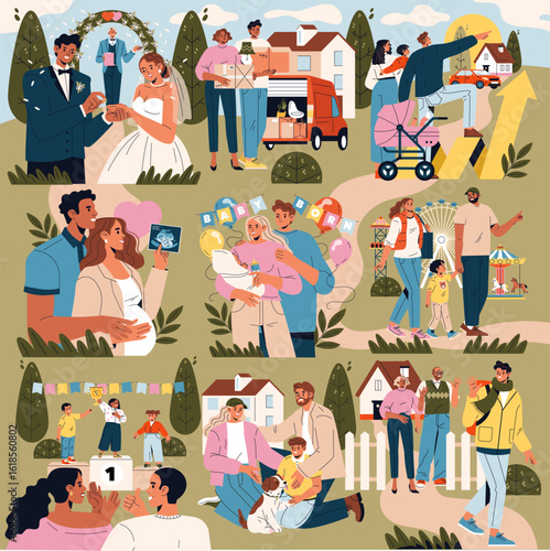 Family Life Stages and Milestones Illustrated