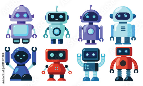 Cute Cartoon Robot Vectors – Fun, Colorful AI Characters for Kids

