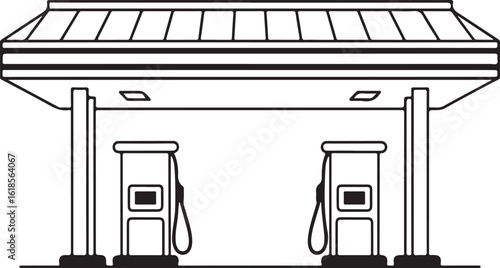 Gas pumps under canopy gas station fuel pumps