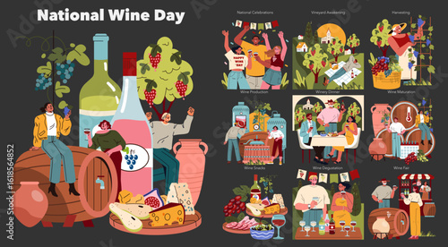 National Wine Day. Flat Vector Illustration