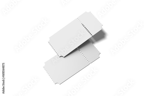 Floating of Blank Cinema Ticket, 3D Illustration