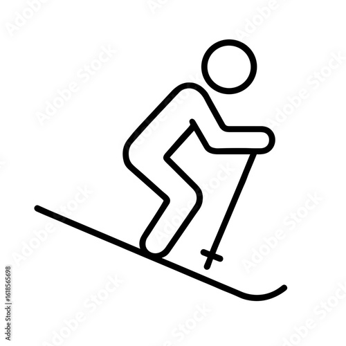 Person skiing downhill on slope – outline style
