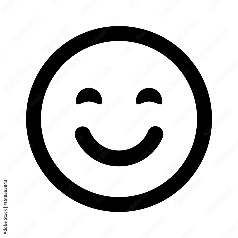 Fototapeta premium Happy smiley face or emoticon line art icon for apps and websites. attitude, bliss, caring, cheerful, delighted, expression, feeling, joy, laugh, smiley, loving symbol signs vector illustration