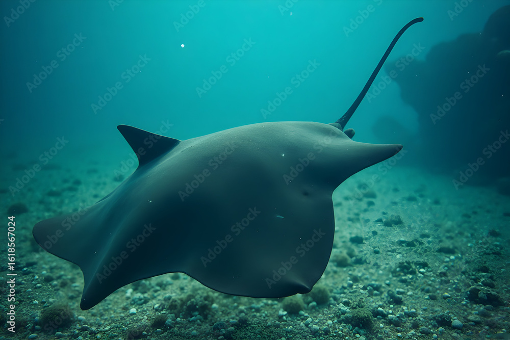 Fototapeta premium Stingray Swimming Underwater in Ocean Habitat