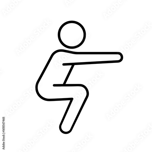 Person performing bodyweight squat – outline style