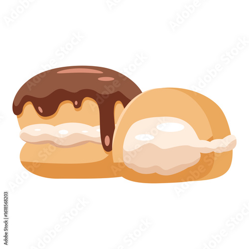 This Chocolate cream puff illustration is suitable for Sweet Foods, Chocolate Lovers, Dessert Lovers, etc.