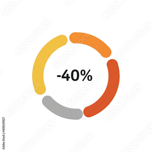 Colorful round chart icon with a minus forty percent