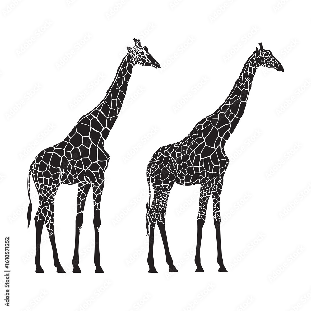 Obraz premium Giraffe Silhouette with Abstract Pattern Wildlife Animal Vector Illustration