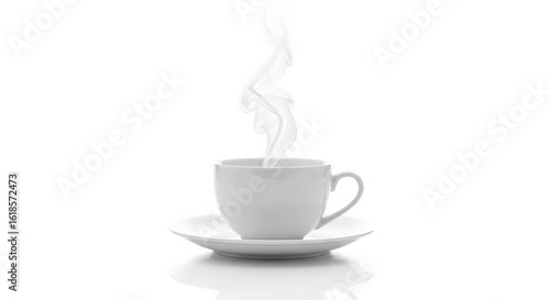 Illustration of a cup of hot coffee with steam isolated on white background