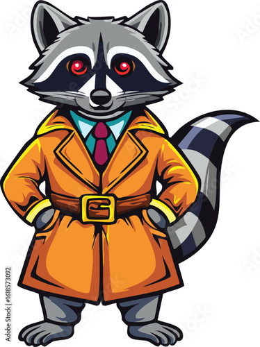 Agent Raccoon: Stylish Mascot with a Witty Charm