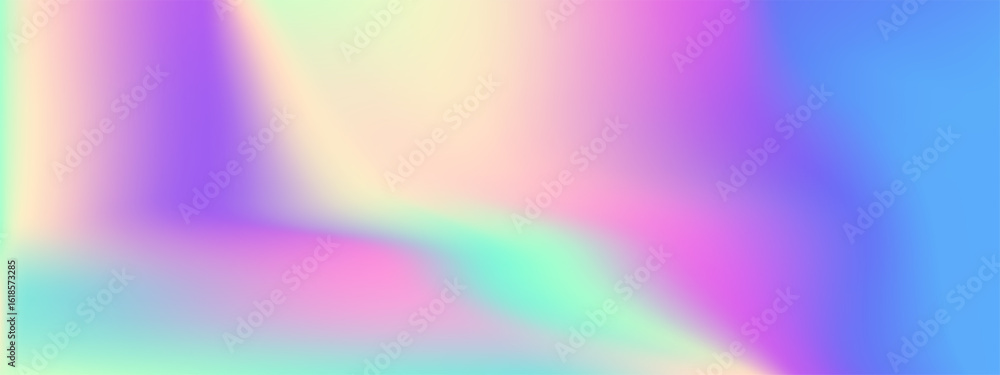 Iridescent gradient swatch with holographic foil and rainbow metal ombre effects. Pearlescent textures in pastel pink purple for dreamy Y2K backgrounds. Opalescent laser sparkles or aurora watercolor.