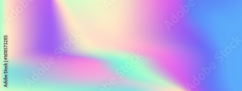Iridescent gradient swatch with holographic foil and rainbow metal ombre effects. Pearlescent textures in pastel pink purple for dreamy Y2K backgrounds. Opalescent laser sparkles or aurora watercolor.