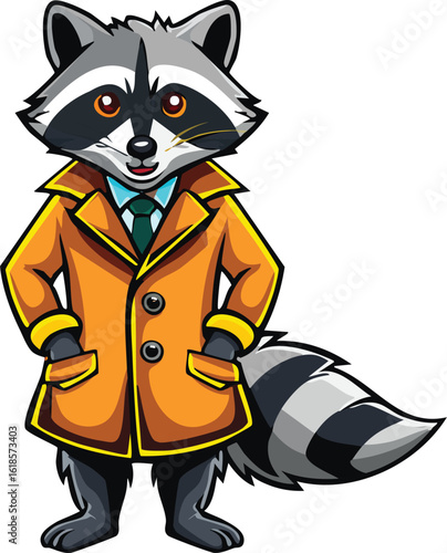 Agent Raccoon: Stylish Mascot with a Witty Charm