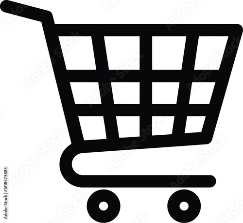 Vector illustration of a black shopping cart icon isolated on a white background