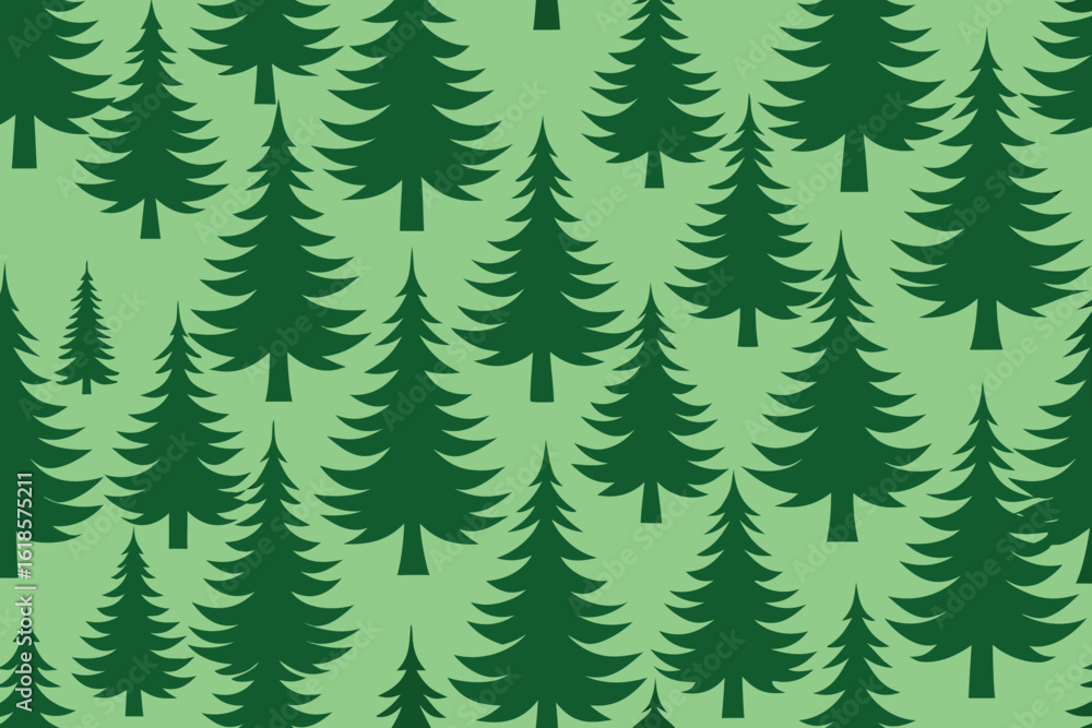 Obraz premium seamless pattern of green christmas trees on a light green background for the holidays vector illustration