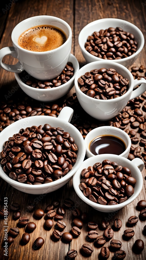 Fototapeta premium coffee beans and cup