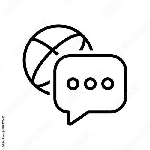 Global chat message icon collection. International dialogue symbol. Global communication language translation and multilingual online support,
earth, dialogue, network, discussion signs vector
